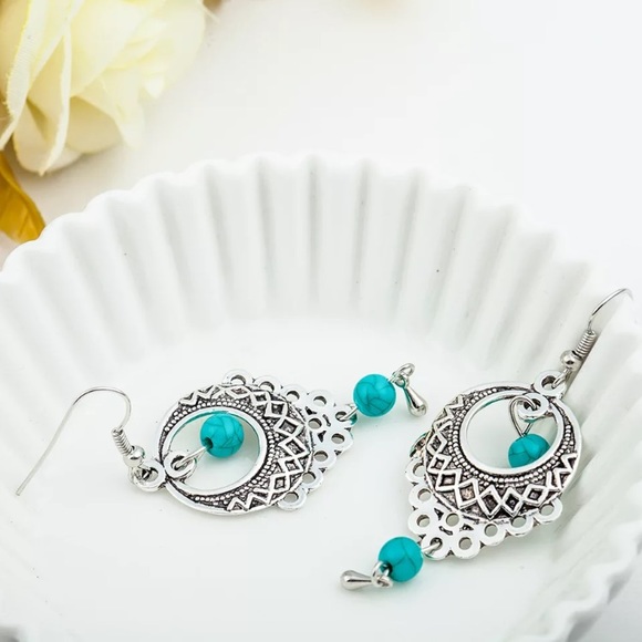Tibetan dream catcher silver and turquoise earring - Picture 4 of 5